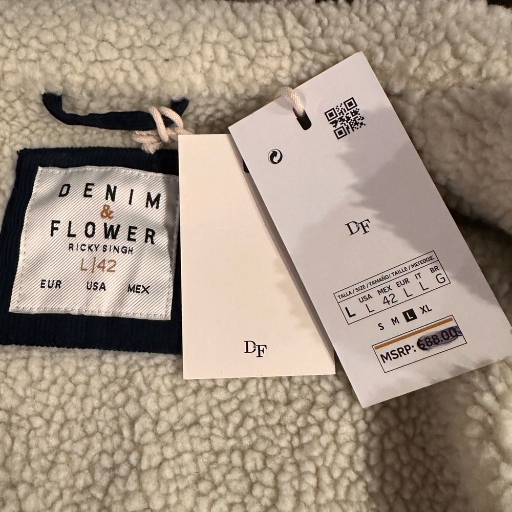 Denim and Flower Navy Corduroy Jacket with Sherpa Collar - Picture 6 of 9